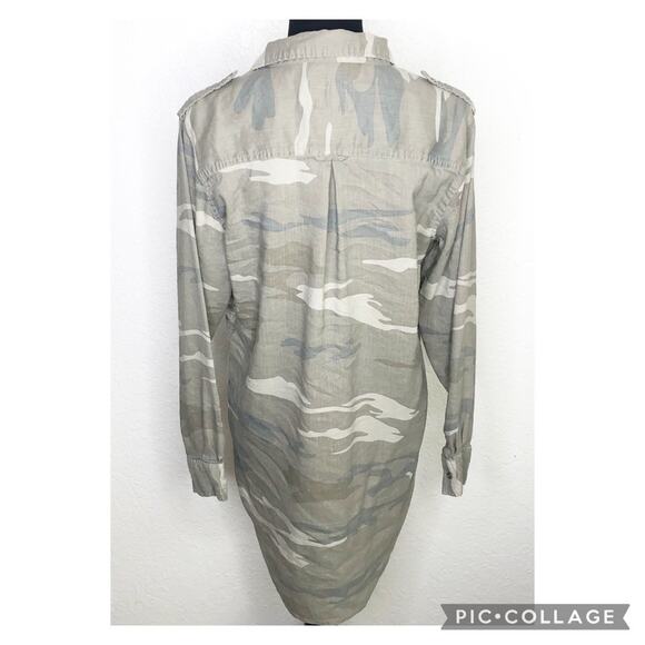 Rails army green gray camo linen blend button shirt dress size Small - Picture 16 of 16